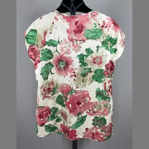 NEW Talbots Shirt Womens 6 pink green floral blouse preppy classic casual - Picture 8 of 10